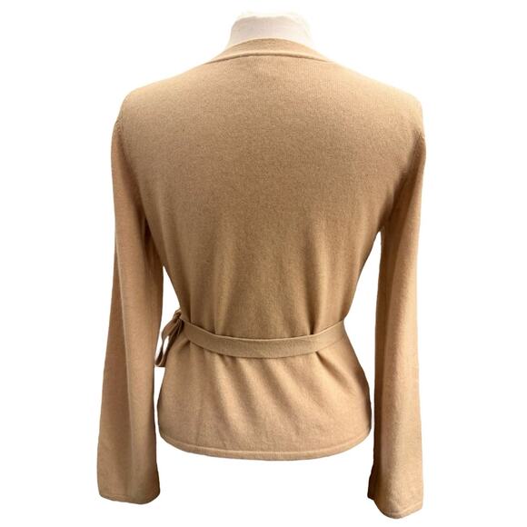 Max Mara 100% Cashmere Beige Tan Wrap Sweater Cardigan L Old Money Luxury - Picture 8 of 8